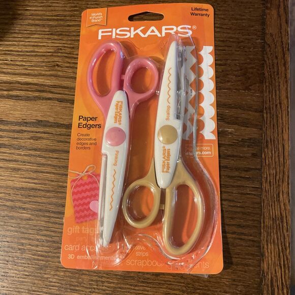 Fiskars Paper Edgers Scissors Pinking Scallop Craft Gift Tags Scrapbooking - Picture 1 of 5